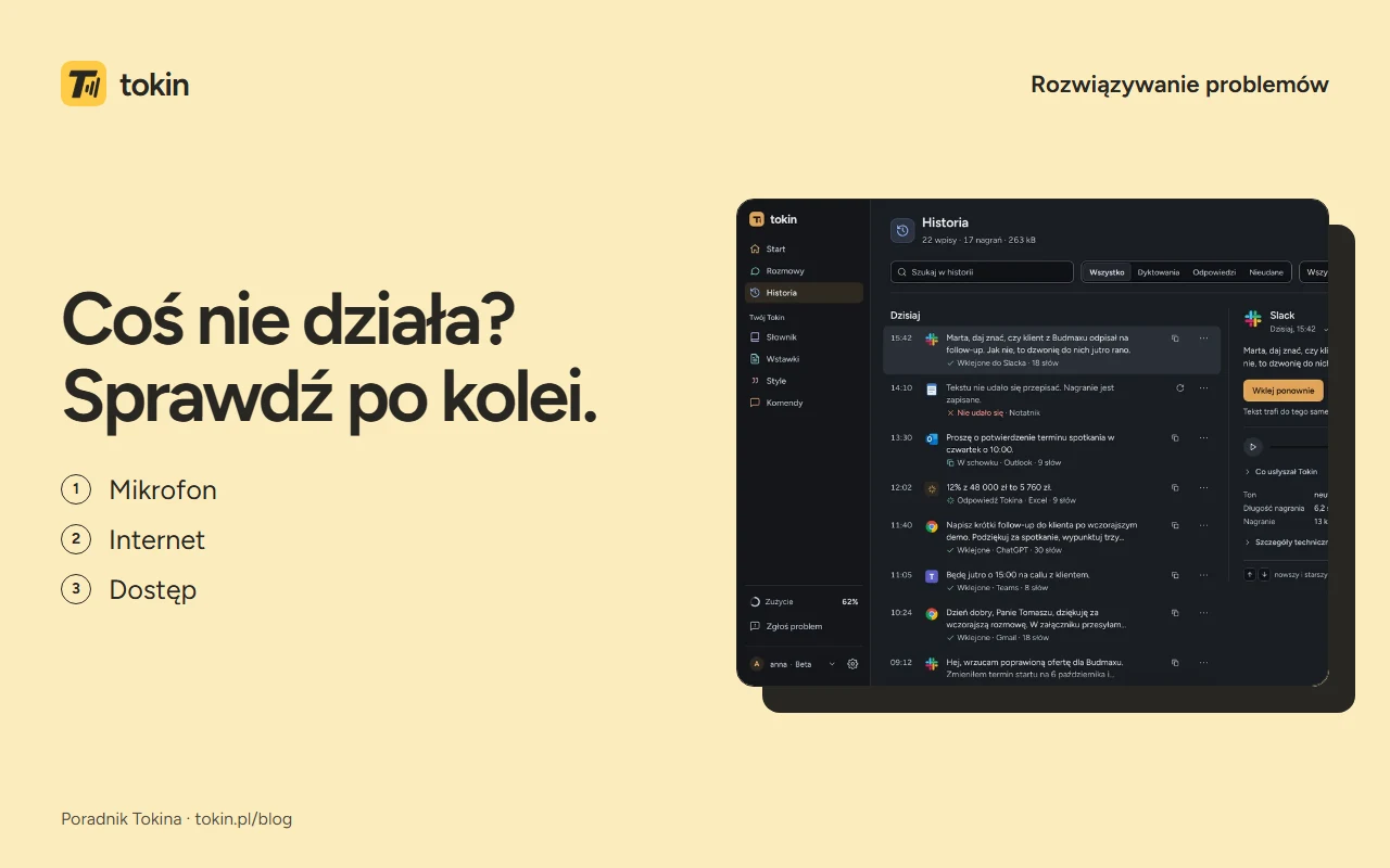 Ilustracja: Tokin nie działa: co sprawdzić przed zgłoszeniem
